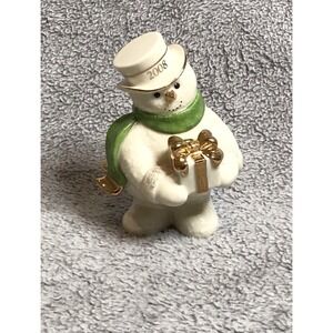 Lenox Snowman 2008 Figurine Green‎ Scarf Gold Accents